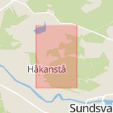 Karta som med röd fyrkant ramar in Granloholmsvägen, Sundsvall, Västernorrlands län