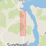 Karta som med röd fyrkant ramar in Södra Vägen, Härnösand, Norra Vägen, Sundsvall, Västernorrlands län