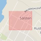 Karta som med röd fyrkant ramar in Sälsten, Härnösand, Västernorrlands län