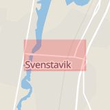 Karta som med röd fyrkant ramar in Svenstavik, Centrumvägen, Berg, Jämtlands län