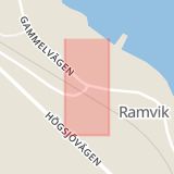 Karta som med röd fyrkant ramar in Ramvik, Härnösand, Västernorrlands län