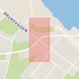Karta som med röd fyrkant ramar in Köpmanholmen, Kläppavägen, Köpmanholmsvägen, Örnsköldsvik, Västernorrlands län