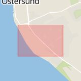 Karta som med röd fyrkant ramar in Östersund, Odenslund, Jämtlands län
