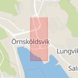 Karta som med röd fyrkant ramar in Sundsvall, Kronholmen, Härnösand, Viktoriaesplanaden, Örnsköldsvik, Bredsand, Granudden, Sollefteå, Västernorrlands län