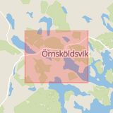 Karta som med röd fyrkant ramar in Bromvägen, Örnsköldsvik, Västernorrlands län