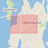 Karta som med röd fyrkant ramar in Holmsund, Västerbottens län