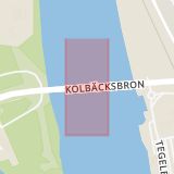 Karta som med röd fyrkant ramar in Blå Vägen, Kolbäcksbron, Umeå, Västerbottens län