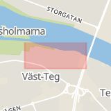 Karta som med röd fyrkant ramar in Tjälamark, Nydalavägen, Storgatan, Öst På Stan, Skeppargatan, Umeå, Västerbottens län