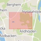 Karta som med röd fyrkant ramar in Backenvägen, Petrus Laestadius Väg, Bussgata, Umeå, Västerbottens län