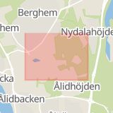 Karta som med röd fyrkant ramar in Petrus Laestadius Väg, Strombergs Väg, Umeå, Västerbottens län