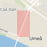 Karta som med röd fyrkant ramar in Umeå Kommun, Holmsund, Bölevägen, Norra Obbolavägen, Degernäs, Västra Esplanaden, Botsmark, Umeå, Västerbottens län