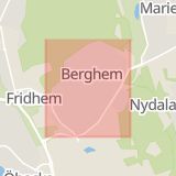 Karta som med röd fyrkant ramar in Berghem, Umeå, Husbondliden, Lycksele Kommun, Västerbottens län