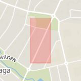 Karta som med röd fyrkant ramar in Sandbacka, Rothoffsvägen, Östra Kyrkogatan, Umeå, Västerbottens län