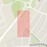 Karta som med röd fyrkant ramar in Hagaskolan, Högsta, Umeå, Västerbottens län