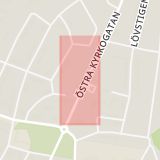 Karta som med röd fyrkant ramar in Haga, Sandbacka, Umeå, Västerbottens län