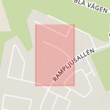 Karta som med röd fyrkant ramar in Umedalen, Honungsvägen, Solrosvägen, Umeå, Västerbottens län