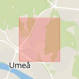 Karta som med röd fyrkant ramar in Haga, Högsta, Umeå, Västerbottens län