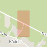 Karta som med röd fyrkant ramar in Kåddis, Vännäsvägen, Umeå, Västerbottens län