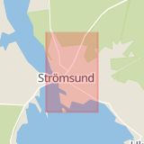 Karta som med röd fyrkant ramar in Torvalla, Strömsund, Jämtlands län