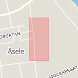 Karta som med röd fyrkant ramar in Åsele, Sjukstuga, Västerbottens län