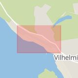 Karta som med röd fyrkant ramar in Strandvägen, Vilhelmina, Västerbottens län