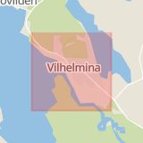 Karta som med röd fyrkant ramar in Vilhelmina, Västerbottens län