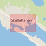 Karta som med röd fyrkant ramar in Västerbotten, Skellefteå, Skelleftehamn, Jörn, Västerbottens län