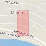 Karta som med röd fyrkant ramar in Morön, Skellefteå, Västerbottens län