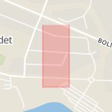Karta som med röd fyrkant ramar in Prästbordet, Kyrkvägen, Skellefteå, Västerbottens län