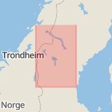 Karta som med röd fyrkant ramar in Jämtland, Östersund, Strömsund, Jämtlands län