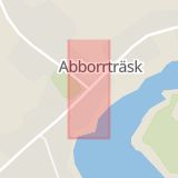 Karta som med röd fyrkant ramar in Abborrträsk, Arvidsjaur, Norrbottens län