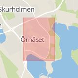 Karta som med röd fyrkant ramar in Bälinge, Prästholmen, Örnäsvägen, Luleå, Kalix, Norrbottens län