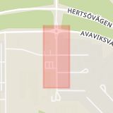 Karta som med röd fyrkant ramar in Hertsön, Svedjevägen, Mörtgränd, Luleå, Norrbottens län
