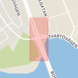 Karta som med röd fyrkant ramar in Luleå, Bodenvägen, Svartövägen, Mjölkuddsvägen, Norrbottens län