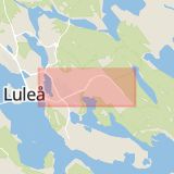 Karta som med röd fyrkant ramar in Hertsövägen, Luleå, Midnattssolsvägen, Kiruna, Storhedsvägen, Hantverkaregatan, Gällivare, Norrbottens län