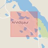 Karta som med röd fyrkant ramar in Arvidsjaur, Boden, Norrbottens län