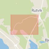 Karta som med röd fyrkant ramar in Rutviksvägen, Kyrkbyn, Luleå, Norrbottens län