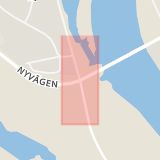Karta som med röd fyrkant ramar in Nyvägen, Östermalmsvägen, Älvsbyn, Norrbottens län