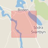 Karta som med röd fyrkant ramar in Sanden, Boden, Norrbottens län