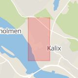 Karta som med röd fyrkant ramar in Morjärvsvägen, Kalix, Norrbottens län