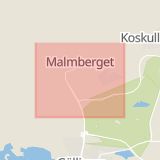 Karta som med röd fyrkant ramar in Norrbotten, Malmberget, Gällivare, Älvsbyn, Korsträsk, Norrbottens län