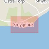Karta som med röd fyrkant ramar in Smygehuk, Trelleborg, Skåne län
