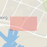 Karta som med röd fyrkant ramar in Nygatan, Trelleborg, Skåne län