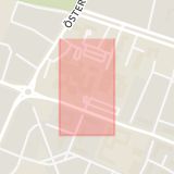 Karta som med röd fyrkant ramar in Hedvägen, Östervångsvägen, Trelleborg, Skåne län