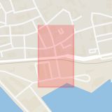 Karta som med röd fyrkant ramar in Hamngatan, Österleden, Ystad, Skåne län