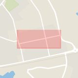 Karta som med röd fyrkant ramar in Regementsgatan, Ystad, Skåne län