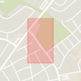Karta som med röd fyrkant ramar in Folkets Park, Surbrunnsvägen, Ystad, Skåne län