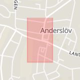 Karta som med röd fyrkant ramar in Anderslöv, Trelleborg, Skåne län