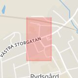 Karta som med röd fyrkant ramar in Rydsgård, Skurup, Skåne län