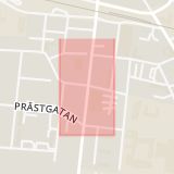 Karta som med röd fyrkant ramar in Hornsgatan, Skurup, Skåne län